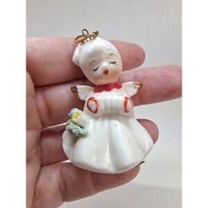 Napcoware Vintage Christmas Angel w/ Accordion Mini 2" 1950s MCM Holiday